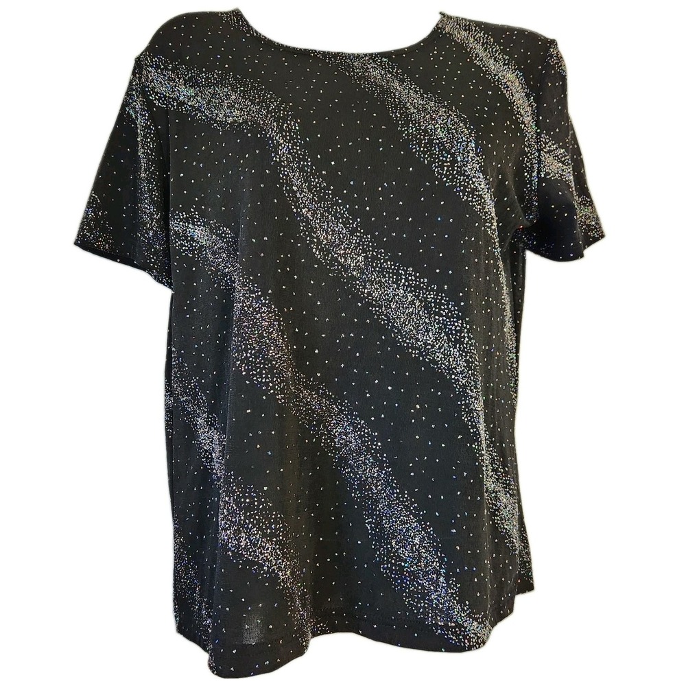 Vintage Y2K TR Bentley Holographic Glitter Top Sz M Sparkle Disco Party Clubwear